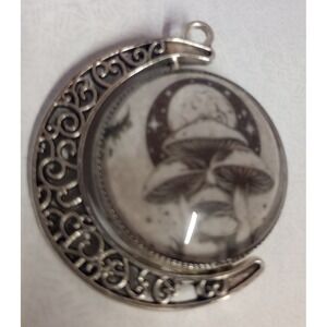 Halloween Witchcraft  2 Sided Moon‎ Fidget Pendant -Mushrooms/Forest